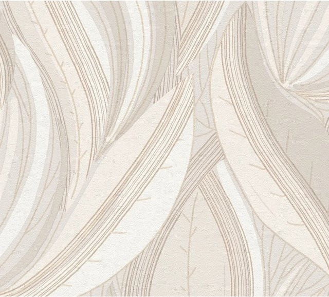 A.S. Création Vliestapete Floral Modern in Creme-Weiß mit botanischem Blättermuster, Breite: 0,53 m, Länge: 10,05 m - Bild 1
