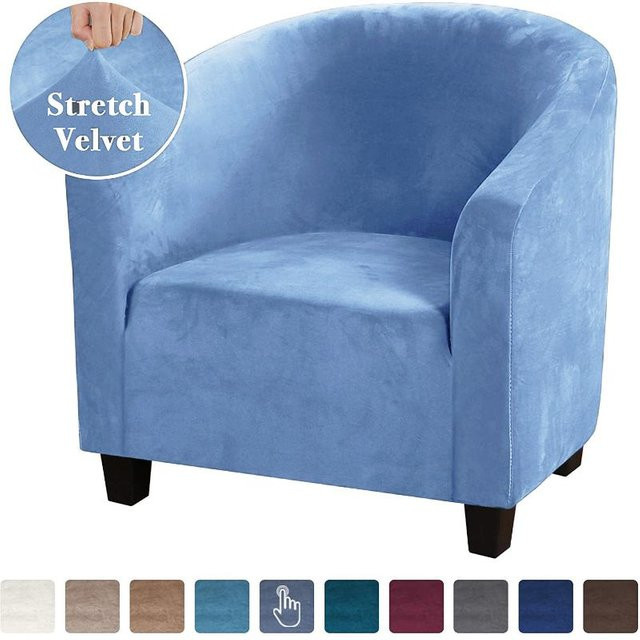 Rutschfester Samt-Sofabezug von Yiran bag in Blau, elastischer Stretch-Möbelschutz für Sessel und Couches - Bild 1