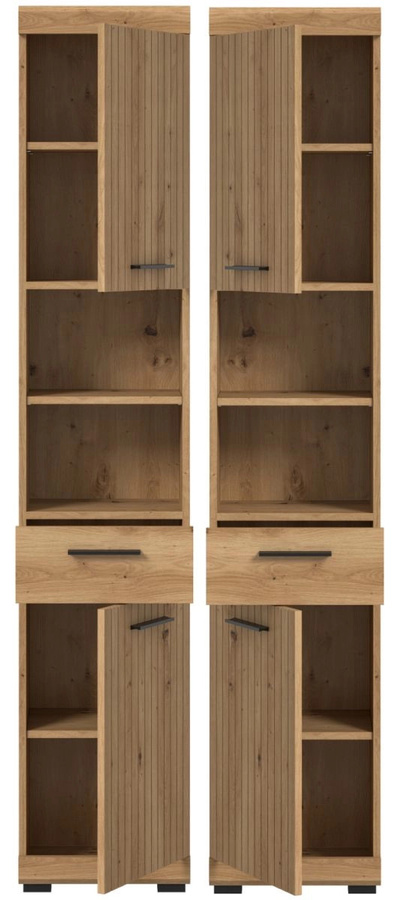 Badezimmer Hochschrank Shawn in Eiche, modern, Braun, B: 37 cm, H: 191 cm - Bild 6