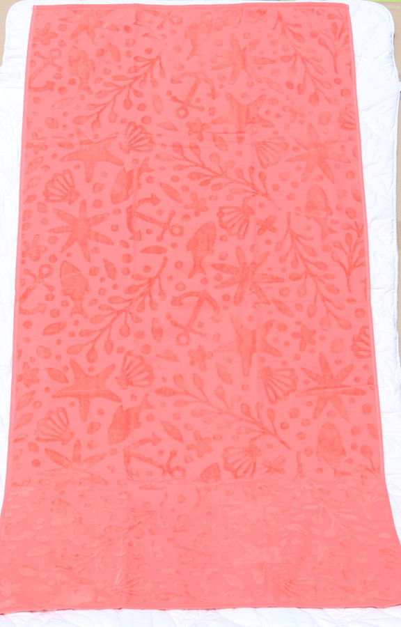 Sympathica Family Strandtuch aus Baumwolle in Coralle Rot, B/B: 75 x 150 cm - Bild 1