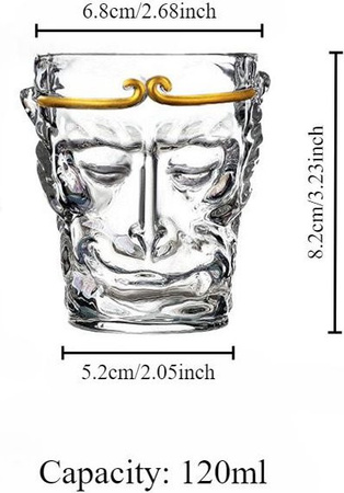Yiran Furniture Monkey King Whiskyglas aus Kristallglas, Black Myth Wukong Design, transparent, 120 ml