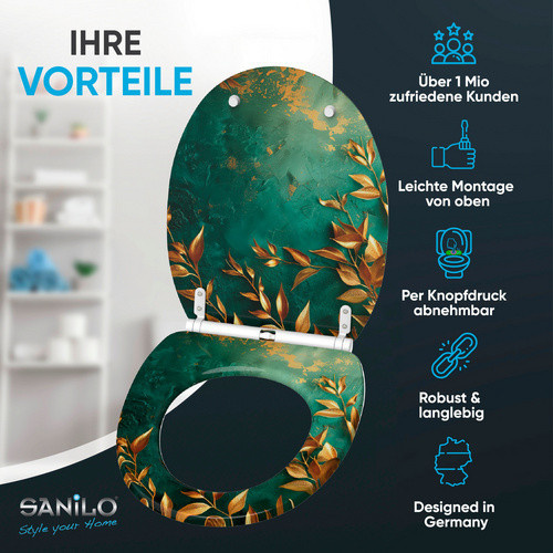 Sanilo WC-Sitz Greego aus Holz in Grün, oval mit Soft-Close und Schnellverschluss - Bild 2