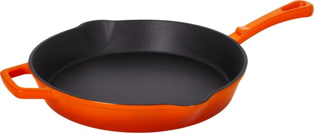 SILVERCREST Premium-Gusseisenpfanne aus emailliertem Gusseisen in Orange mit Ø 30 cm - Bild 1