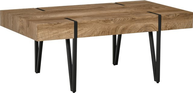 HOMCOM Couchtisch im Industriedesign aus MDF und Metall in Naturholz, B/T/H: 105 x 60 x 42 cm - Bild 1