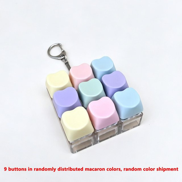 Binchi Outdoor Equipment Herzförmiger 9-Tasten-Tastatur-Button-Clicker Fidget-Clicker Schlüsselanhänger, Transparente Basis, ASMR Spielzeug - Bild 1
