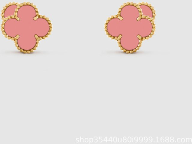 Wucifang Jewelry Ohrringe, Vierblättriges Kleeblatt, Perlmutt, pink, Damen - Bild 1