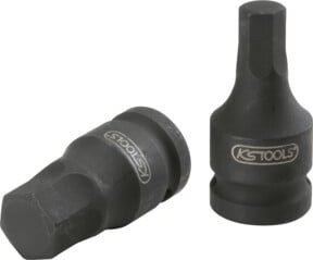KS Tools Kraft-Bit-Stecknuss für Innensechskant-Schrauben, kurz, 12 mm, schwarz - Bild 1