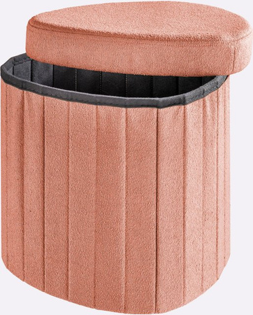Hocker von Heine Home in Bouclé-Optik mit abnehmbarem Deckel, Farben Schwarz und Koralle, B/T/H: 37 x 41 x 36 cm