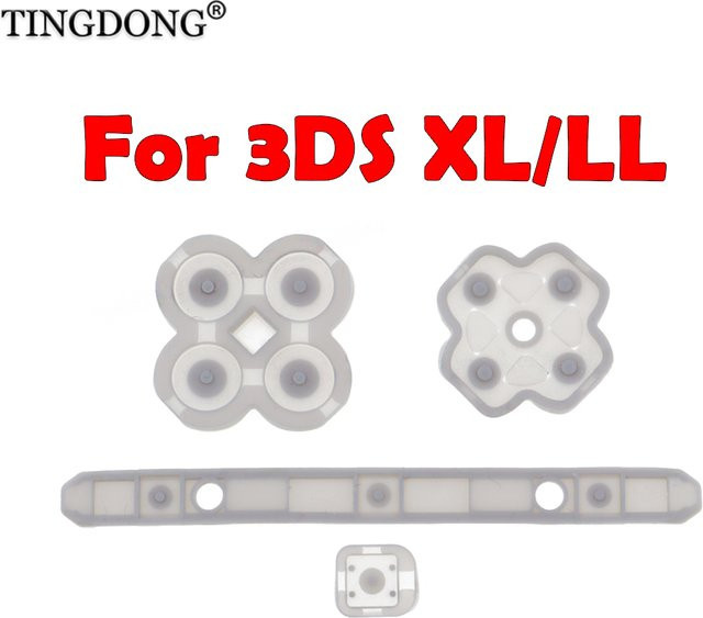 TingDong Leitfähige Gummi-Tastenauflage Links Rechts für 3DS XL und 3DS LL in Grau - Bild 1