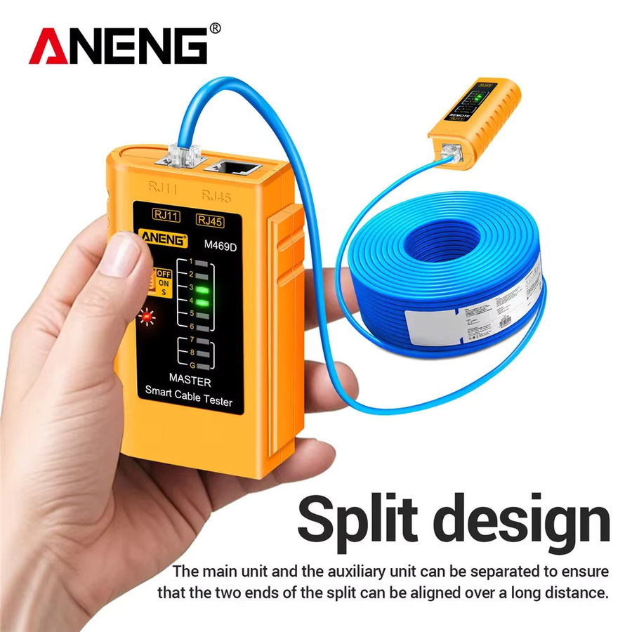 ANENG M469D Netzwerk-Tester für LAN RJ45 RJ11 RJ12 CAT5 UTP in Gelb - Bild 2