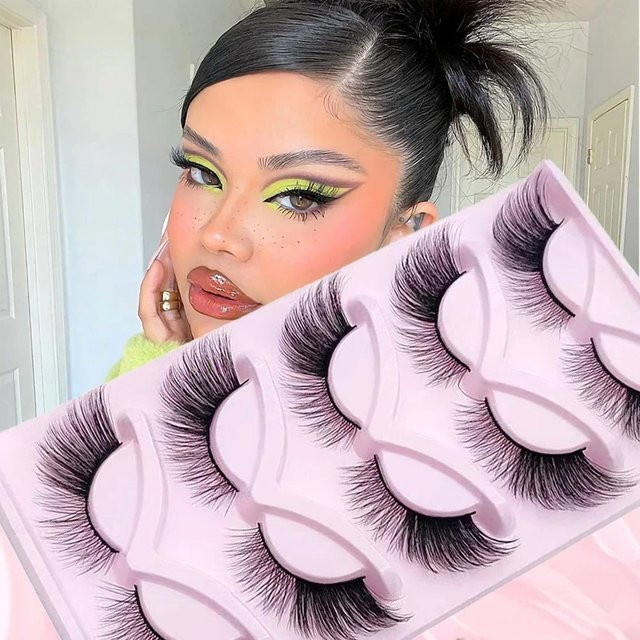 JIEFUXIN Künstliche Wimpern, 3D Fluffy Fox Cat Eye, Black, 5 Paar - Bild 1