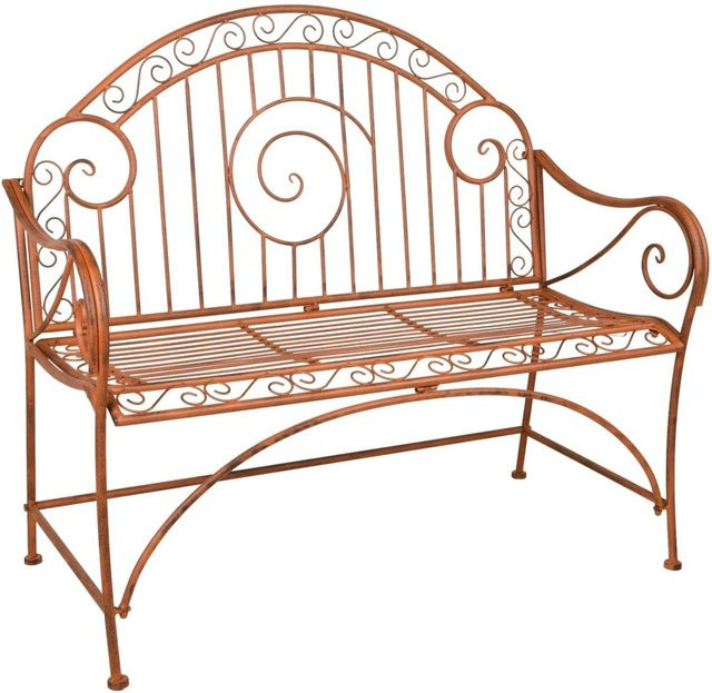 DELUKE Gartenbank RAGNA aus Stahl in Rostbraun, wetterfeste Terrassenbank für Garten und Outdoor, Breite: 112 cm - Bild 1