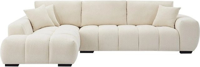 Berenia Ecksofa in Beige ohne Schlaffunktion mit Stoffbezug und Armlehnen, Breite: 298 cm - Bild 1