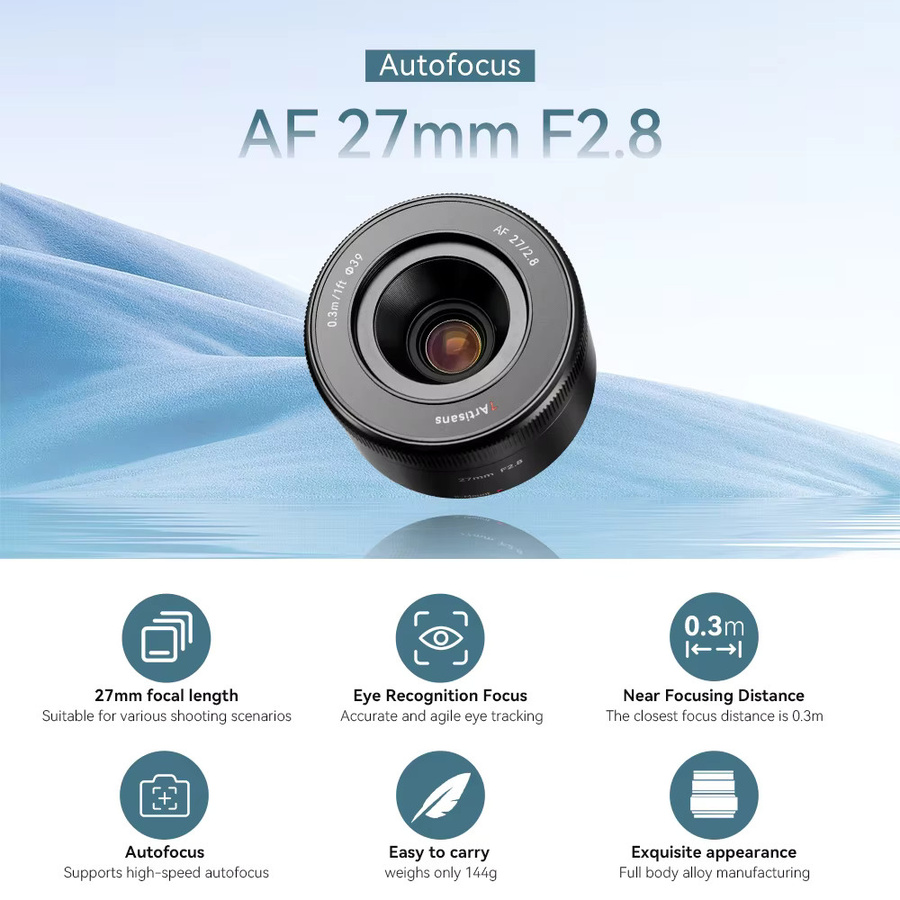 7artisans AF 27mm F2.8 APS-C Autofokus-Objektiv für Sony E, Farbe: Schwarz - Bild 2