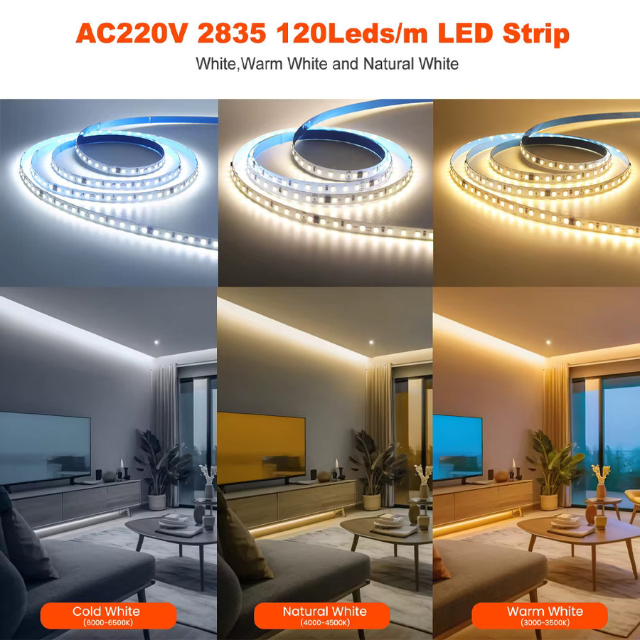 KISUFU RGBIC LED-Lichtstreifen mit IC-Chip, IP55 wasserfest, 120 LEDs/m, 230V, selbstklebend - Bild 4