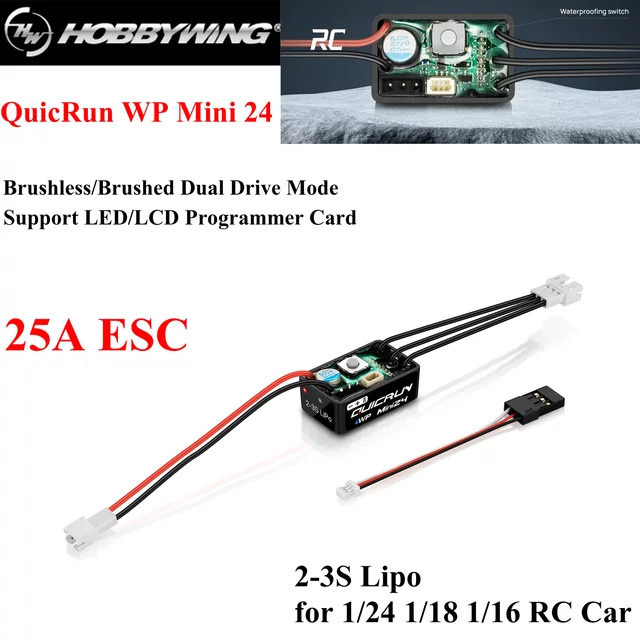 HOBBYWING QuicRun WP Mini24 25A Regler, Wasserdicht, 2-3S, gebürstet/bürstenlos - Bild 1