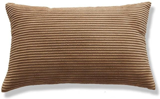 Dekorativer Kissenbezug aus Flanell und Cord in Braun mit Streifen, B/H: 50 x 30 cm - Bild 1