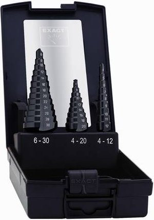 Exact 50070 HSS Stufenbohrer-Set 3-teilig mit TiAIN-Beschichtung und 3-Flächenschaft in Multicolor - Bild 1