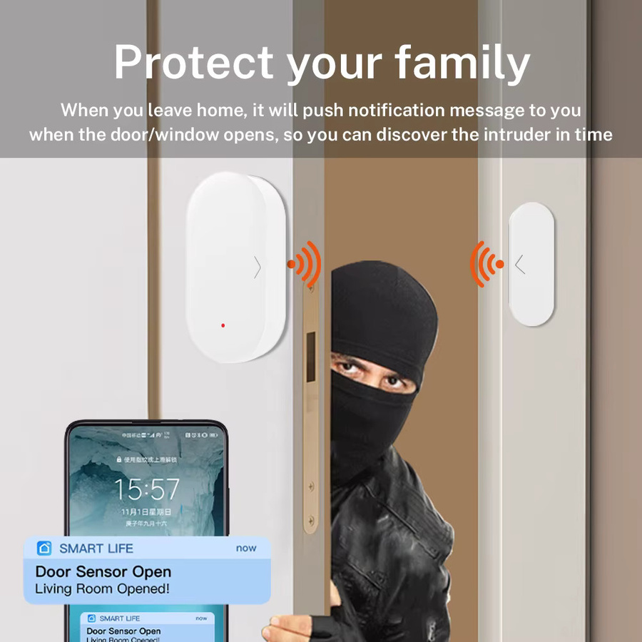 Tuya Zigbee 3.0 Türsensor und Fenstersensor als Kontaktsensor mit App-Fernbedienung kompatibel mit Alexa und SmartLife in Schwarz oder Weiß - Bild 3