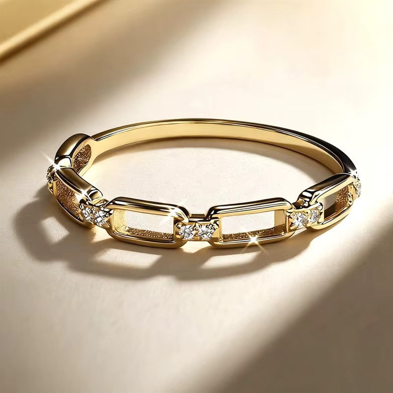 Huitan Ring im Kettendesign, Zirkonia, Gold, Damen - Bild 2