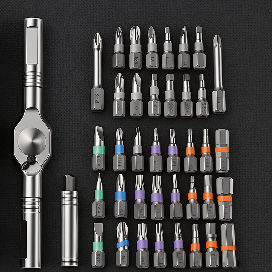 NIUXIANG 38-in-1 Magnetischer Ratschen-Schraubendreher-Satz in Silber für Reparatur und Wartung - Bild 2