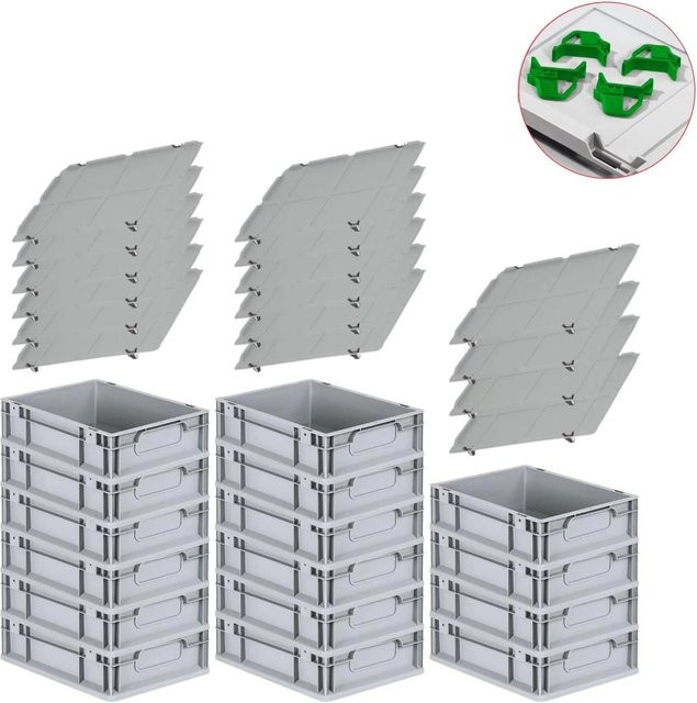 PROREGAL Spar Set mit 16 Eurobox Nextgen Economy in Grün inklusive Auflagedeckeln und 4 Schiebeschnappverschlüssen, H x B x T: 12 x 30 x 40 cm - Bild 1