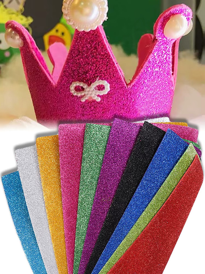 10 Stück selbstklebendes Glitter-Schaumpapier in Silber und Multicolour für DIY-Handwerk und Bastelarbeiten - Bild 7