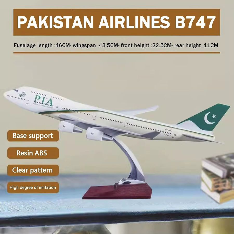 ZOCO Modellflugzeug Pakistan Airlines Boeing 747 im Maßstab 1:160 aus Harz und Resin ABS - Bild 2