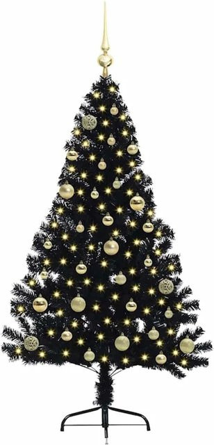 vidaXL Künstlicher Weihnachtsbaum mit LED-Beleuchtung in Schwarz, Höhe: 150 cm - Bild 1