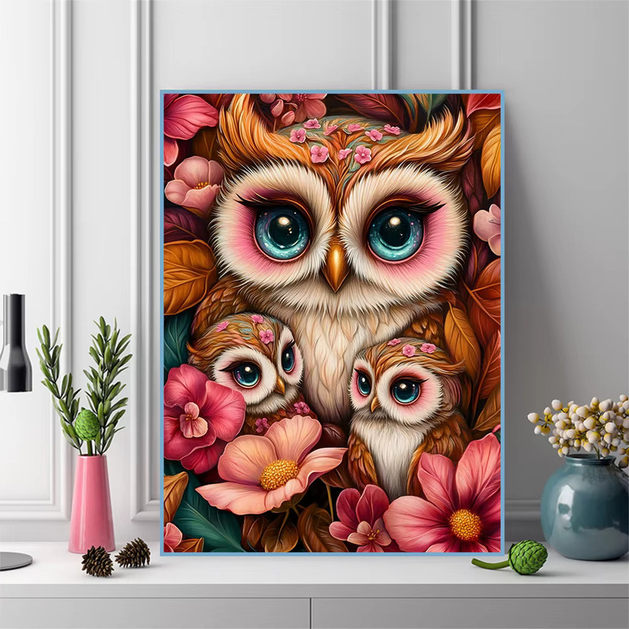 EverShine Diamantmalerei Eule mit Gänseblümchen als 5D Mosaik-Tierbild in Mehrfarbig, Breite: 30,0 cm, Höhe: 30,0 cm, Tiefe: 20,0 cm - Bild 3