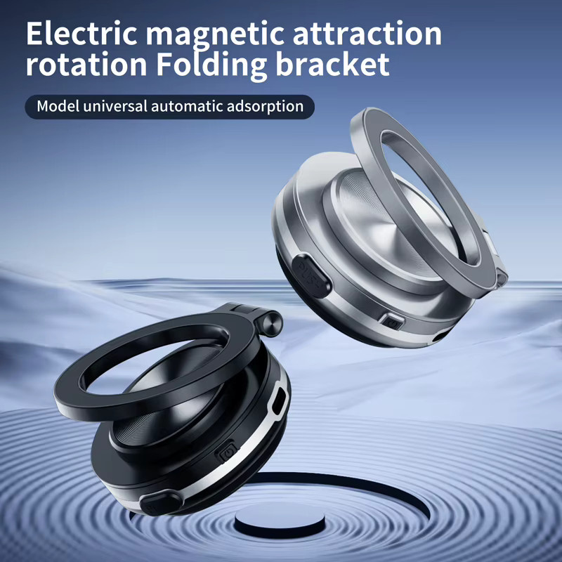 Kebidumei Magnetischer Autotelefonhalter mit Vakuum-Saugnapf und 360-Grad-Drehung, Klappbarer Drehständer in Silber - Bild 3