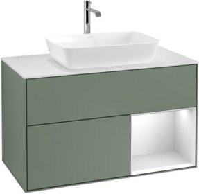 V&B Waschtischunterschrank Finion 100 in Weiß lackiert mit Regal, Breite: 100 cm, Tiefe: 50,1 cm, Höhe: 50,1 cm - Bild 1