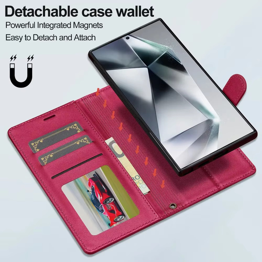 Samsung Flip Cover mit abnehmbarer Brieftasche und Kartenhalter in Schwarz für Galaxy S25 Ultra, S24 FE und S23 Plus mit Handgelenkschlaufe und Ständerfunktion - Bild 1