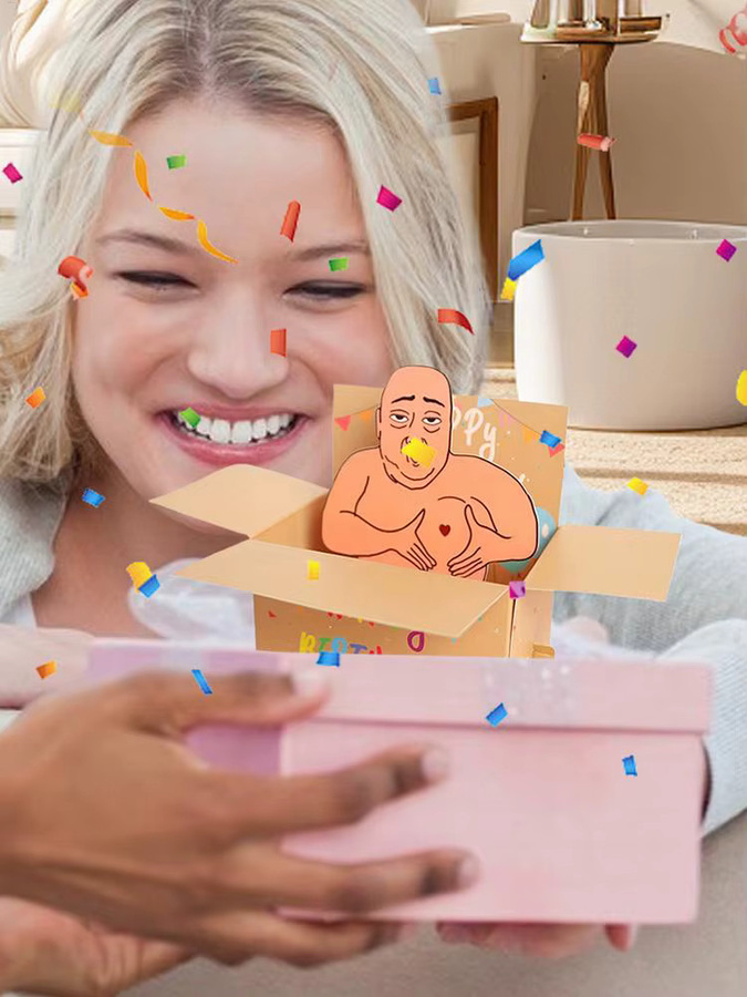 Lustige Geburtstagskarten mit humorvollem 3D-Charakterdesign, Herzballons und Konfetti in Multicolor - Bild 5