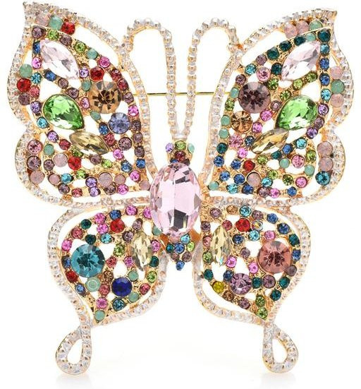 YIRAN Jewelry Schmetterlingsbrosche, Strass, Damen, bunt - Bild 1