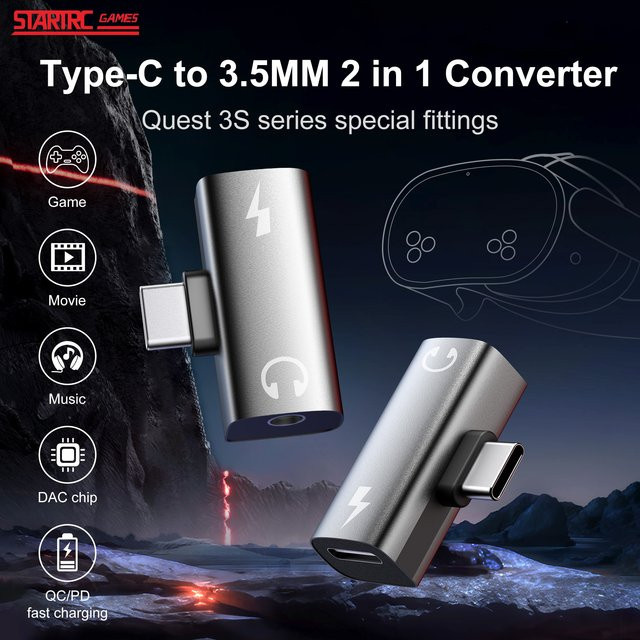 DEVASO USB-C auf 3,5 mm Klinke Audio-Adapter für Meta Quest 3S VR-Brillen - Bild 1