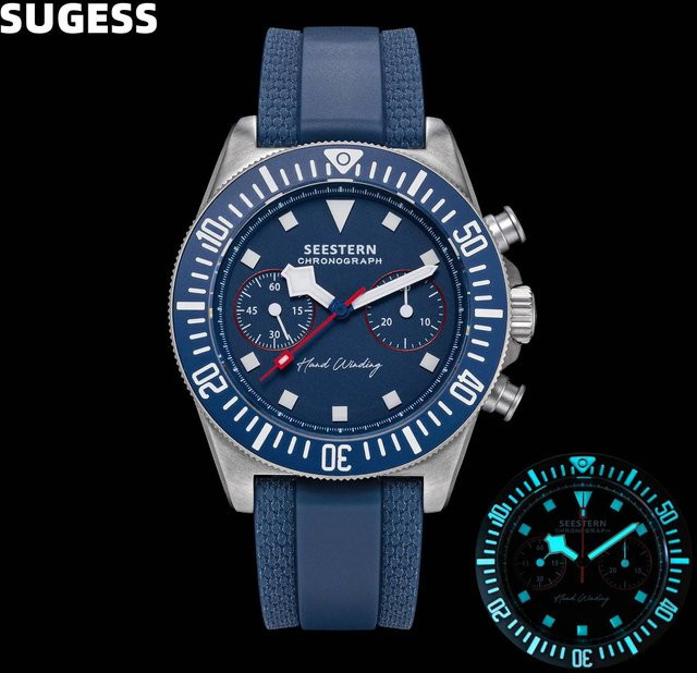SUGESS Chronograph, Automatik, Edelstahl, Saphirglas, Schwarz, Herren - Bild 1