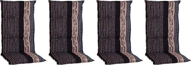 Beo Sitzauflage Hochlehner Bangui 4er-Set gestreift Grau-Ecru B/T/H: 50 x 50 x 118 cm - Bild 1