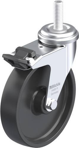 Blickle Lenkrolle LRA-POA 102G-FI-GS10 mit Feststeller in Schwarz und Silber, Rad-Durchmesser: 100 mm, Tragfähigkeit: 70 kg - Bild 1