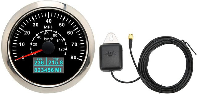 DIYelecs Universeller GPS-Tachometer Wasserdicht mit bunter Hintergrundbeleuchtung für Auto, Boot, Wohnmobil und Yacht, Schwarz - Bild 1