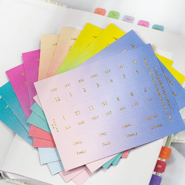 Kawai Symphony Series Briefpapieraufkleber mit Farbverlauf und Bronzing-Effekt, 4 Arten Markierungsetiketten in Multicolour - Bild 1
