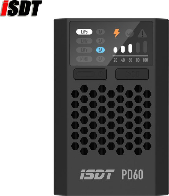 ISDT URUAV PD60 FPV Ladegerät mit Typ-C Eingang für 1-4S Lipo Batterien, Schwarz - Bild 1