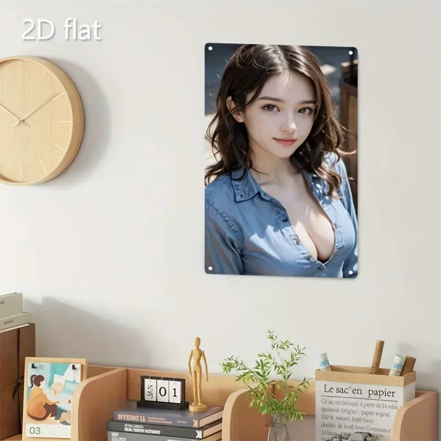 HELLOYOUNG Retro Metallschild Koreanisches Frauengesicht Vintage Wandkunst in Weiß und Multicolour - Bild 4