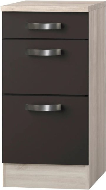 Optifit Küchen-Unterschrank Faro220 mit 3 Auszügen in Anthrazit-Braun, Breite: 40 cm, Höhe: 84,8 cm, Tiefe: 60 cm - Bild 1