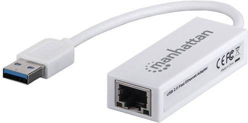 Manhattan Fast Ethernet Adapter USB-A auf LAN Netzwerkadapter 100 MBit/s in Weiß - Bild 1
