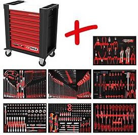 KS-Tools Werkstattwagen-Satz P10 in Schwarz-Rot mit 399 Werkzeugen und 7 Schubladen - Bild 1