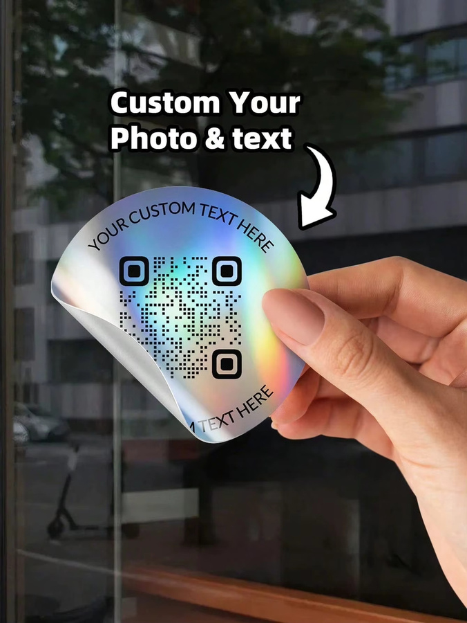Personalisierte holografische Vinyl-Etiketten mit QR-Code als wasserfeste Aufkleber für dein Logo oder Text in Mehrfarben - Bild 3
