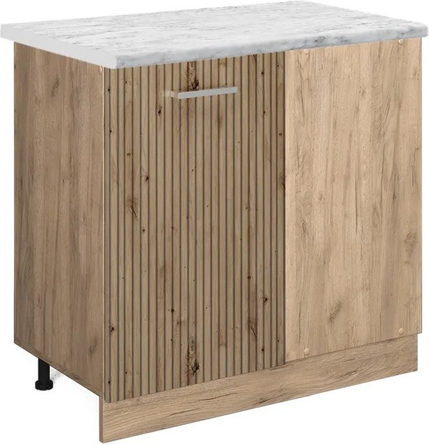 Vicco Eckunterschrank R-Line Artisan-Eiche/Goldkraft Eiche mit Marmor-Optik, Höhe: 86 cm, Breite: 60 cm, Tiefe: 81,6 cm - Bild 1