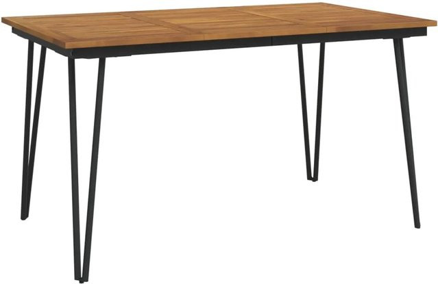 vidaXL Gartentisch aus Massivholz Akazie in Braun mit Haarnadel-Beinen im industriellen Look B/T/H: 140 x 80 x 75 cm - Bild 1