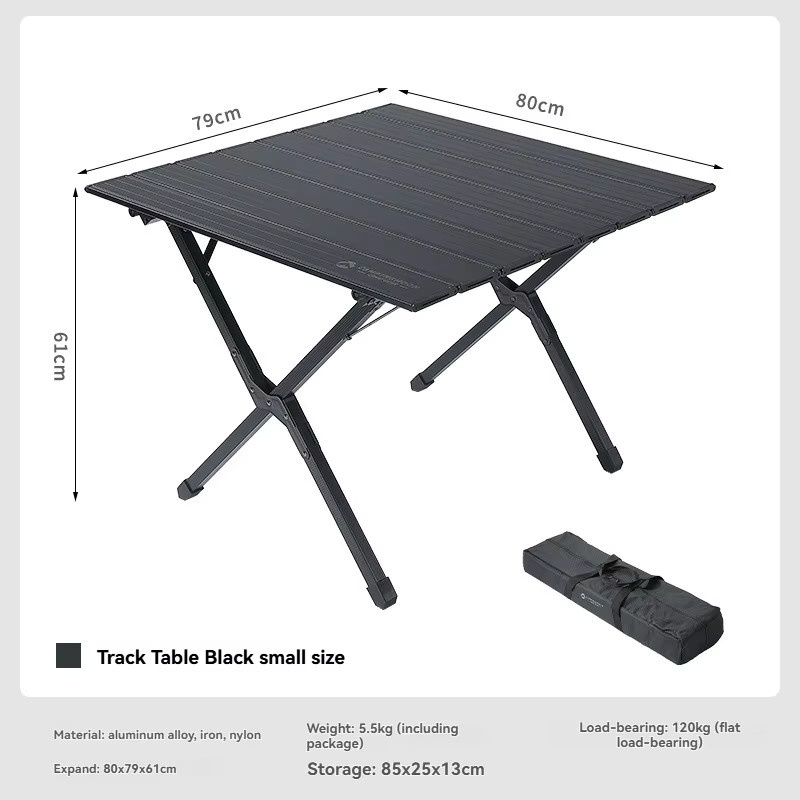 CAMPINGMOON BKT-160 Tragbarer Outdoor-Camping-Klapptisch aus Aluminium in Schwarz mit Eierrollen-Design und Metallgestell - Bild 3
